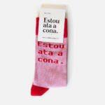 Calcetín "Estou ata a cona" / Rosa e vermello