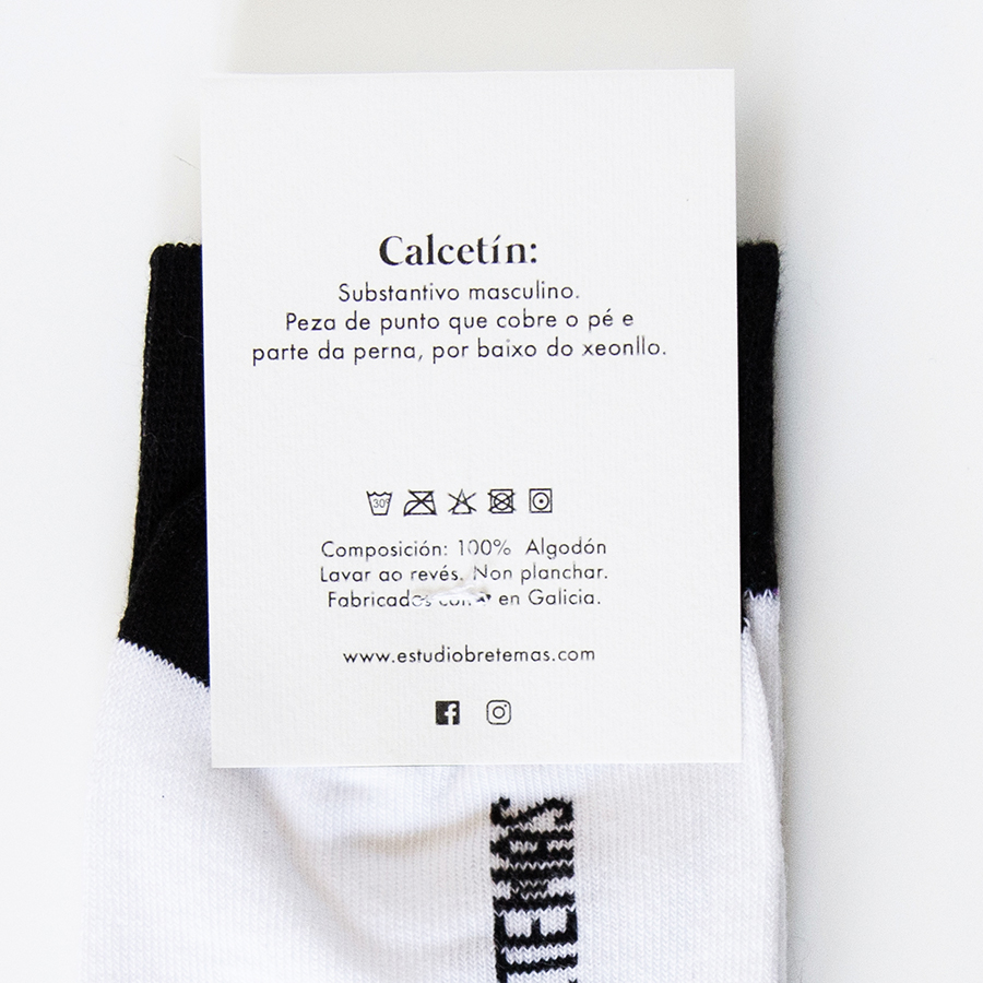 Calcetín "Estou ata a cona" / Branco e negro - Imaxe 4