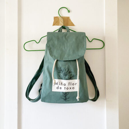 Mochila Pequena / "Miña flor de toxo" / cor menta / orgánica