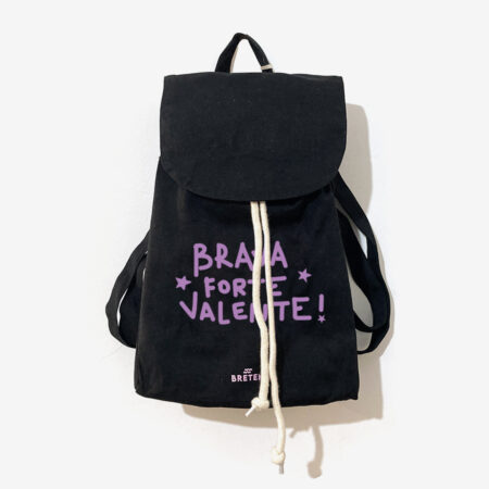 Mochila Grande "Brava Forte Valente!" / negra / orgánica
