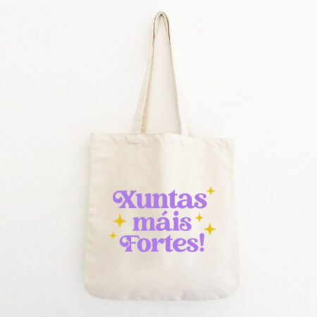Saca de lona orgánica "Xuntas máis Fortes!" / natural