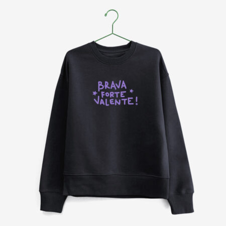 Suadoiro frouxo "Brava Forte Valente" / negro / orgánico