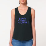 Camiseta BRAVA FORTE VALENTE! tiras / negra / orgánica