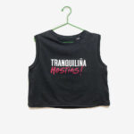 Top "Tranquiliña hostias!" / cor negro vintage / orgánica