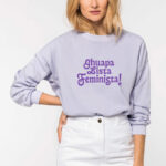Suadoiro frouxo "Ghuapa lista feminista!" / lila / orgánico