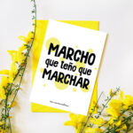 Postal con sobre "Marcho que teño que marchar!"