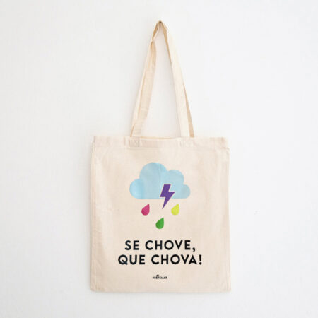 Saca "Se chove, que chova!" / cor natural / algodón
