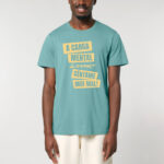 Camiseta unisex CARGA MENTAL / Brétemas & Marta Alonso / turquesa / orgánica