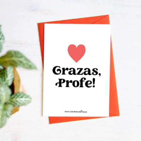 Postal con sobre "Grazas, profe!"