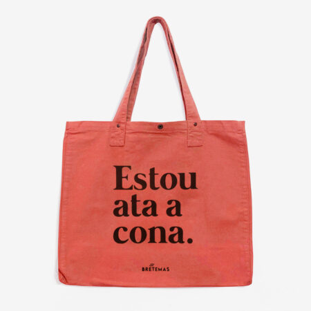 Saca grande lona algodón "Estou ata a cona" / coral