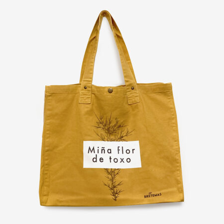 Saca grande de algodón "Miña flor de toxo" / amarela