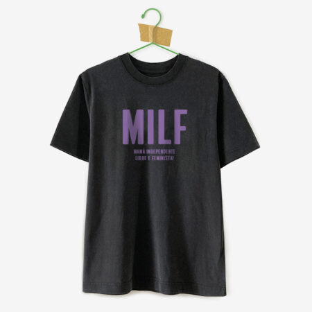 Camiseta "MILF" / negra lavada / orgánica