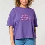 Camiseta "Brava Forte Valente!" / violeta / orgánica